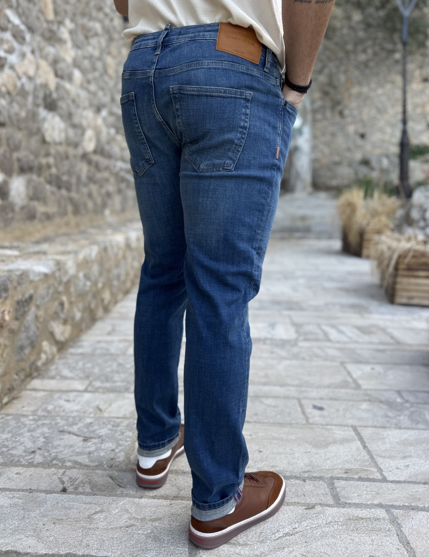 Ανδρικό μπλε ξεβαμμένο τζιν ελαστικό regular GB5754 φωτογραφία